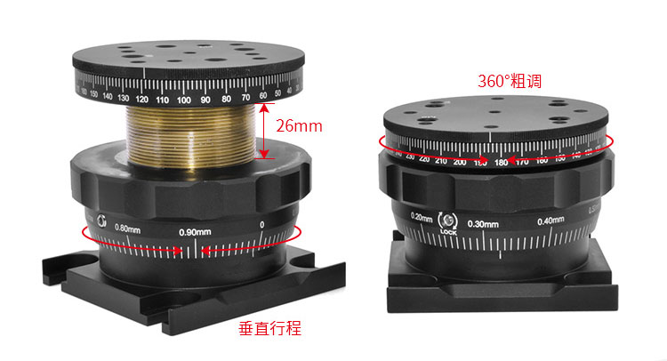 360°手動旋轉(zhuǎn)升降臺 26mm垂直調(diào)整光學(xué)實(shí)驗(yàn)位移臺 PT-SD208